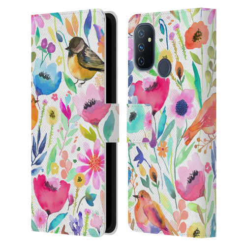 Ninola Summer Patterns Whimsical Birds Leather Book Wallet Case Cover For OnePlus Nord N100