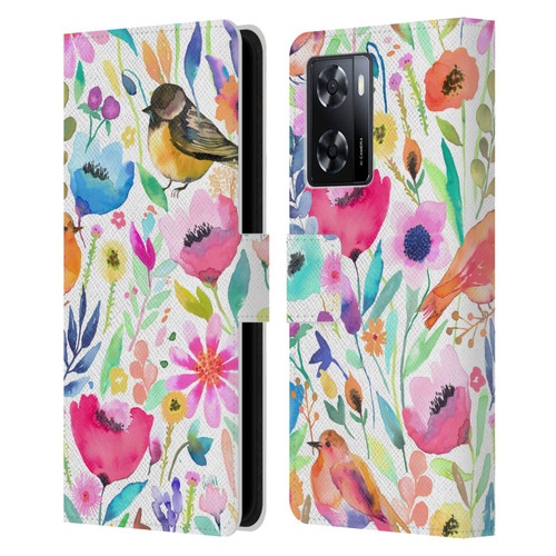 Ninola Summer Patterns Whimsical Birds Leather Book Wallet Case Cover For OPPO A57s