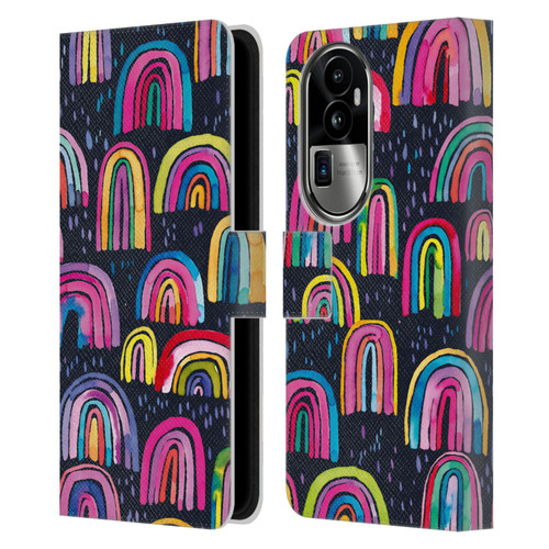 Ninola Summer Patterns Rainbows Navy Leather Book Wallet Case Cover For OPPO Reno10 Pro+