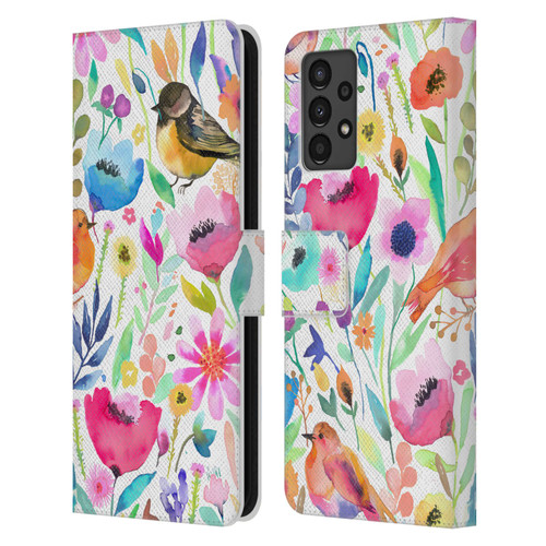 Ninola Summer Patterns Whimsical Birds Leather Book Wallet Case Cover For Samsung Galaxy A13 (2022)