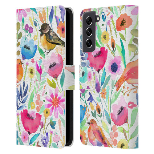 Ninola Summer Patterns Whimsical Birds Leather Book Wallet Case Cover For Samsung Galaxy S21 FE 5G