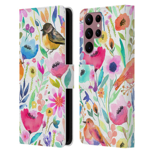Ninola Summer Patterns Whimsical Birds Leather Book Wallet Case Cover For Samsung Galaxy S22 Ultra 5G
