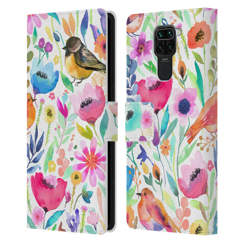 Ninola Summer Patterns Whimsical Birds Leather Book Wallet Case Cover For Xiaomi Redmi Note 9 / Redmi 10X 4G