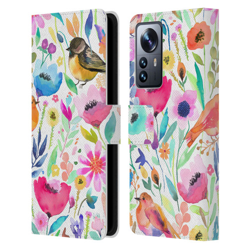 Ninola Summer Patterns Whimsical Birds Leather Book Wallet Case Cover For Xiaomi 12 Pro