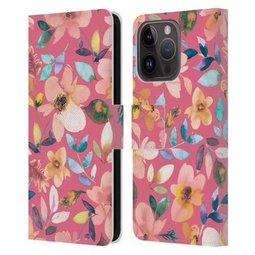 Ninola Spring Floral Tropical Flowers Leather Book Wallet Case Cover For Apple iPhone 15 Pro