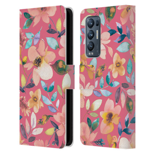 Ninola Spring Floral Tropical Flowers Leather Book Wallet Case Cover For OPPO Find X3 Neo / Reno5 Pro+ 5G