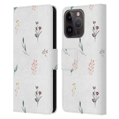 Anis Illustration Flower Pattern 2 Botanicals Leather Book Wallet Case Cover For Apple iPhone 15 Pro