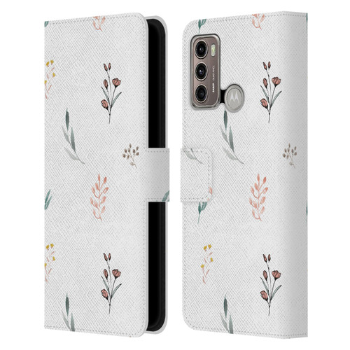 Anis Illustration Flower Pattern 2 Botanicals Leather Book Wallet Case Cover For Motorola Moto G60 / Moto G40 Fusion