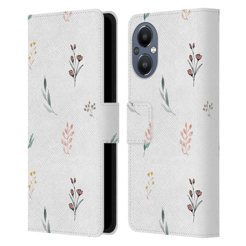 Anis Illustration Flower Pattern 2 Botanicals Leather Book Wallet Case Cover For OnePlus Nord N20 5G