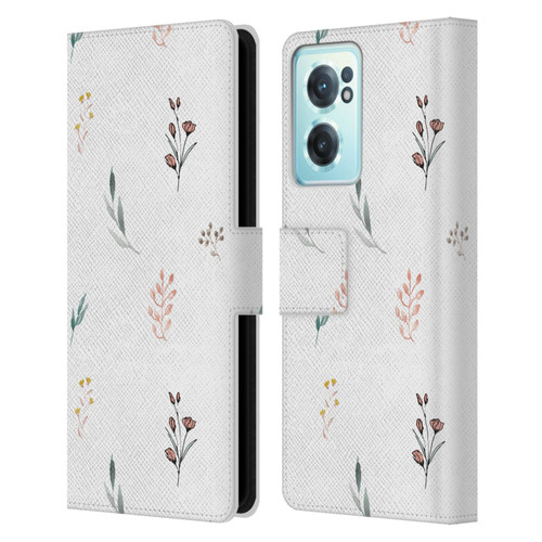 Anis Illustration Flower Pattern 2 Botanicals Leather Book Wallet Case Cover For OnePlus Nord CE 2 5G
