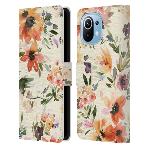 Ninola Spring Floral Painterly Flowers Leather Book Wallet Case Cover For Xiaomi Mi 11