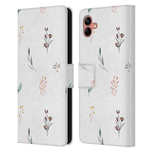 Anis Illustration Flower Pattern 2 Botanicals Leather Book Wallet Case Cover For Samsung Galaxy A04 (2022)