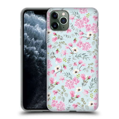 Anis Illustration Flower Pattern 2 Pink Soft Gel Case for Apple iPhone 11 Pro Max