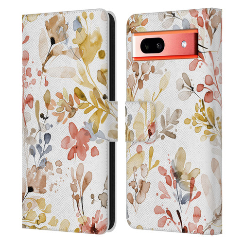 Ninola Wild Grasses Gold Plants Leather Book Wallet Case Cover For Google Pixel 7a