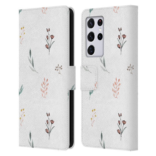 Anis Illustration Flower Pattern 2 Botanicals Leather Book Wallet Case Cover For Samsung Galaxy S21 Ultra 5G