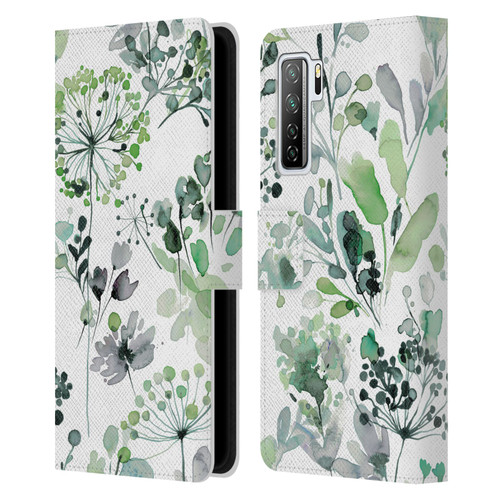 Ninola Wild Grasses Eucalyptus Leather Book Wallet Case Cover For Huawei Nova 7 SE/P40 Lite 5G