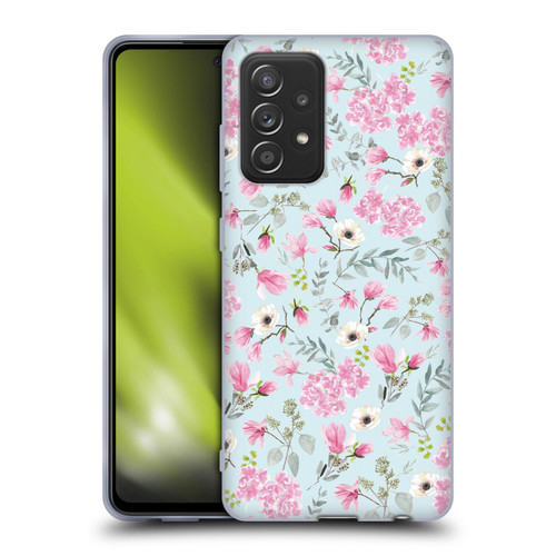 Anis Illustration Flower Pattern 2 Pink Soft Gel Case for Samsung Galaxy A52 / A52s / 5G (2021)
