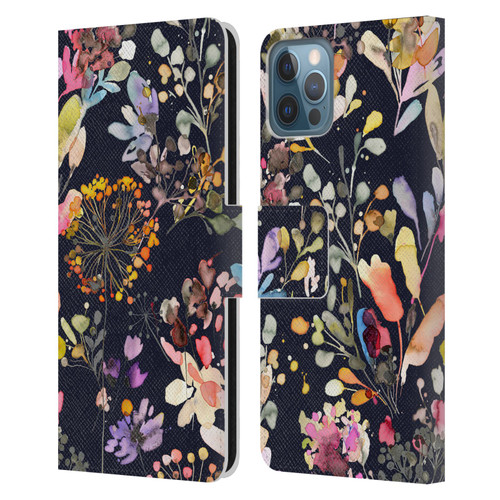 Ninola Wild Grasses Black Leather Book Wallet Case Cover For Apple iPhone 12 / iPhone 12 Pro