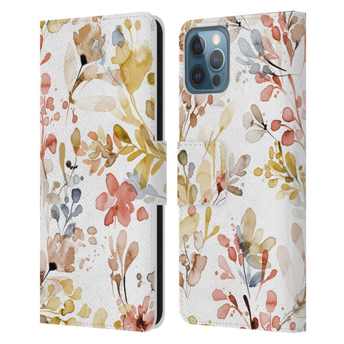 Ninola Wild Grasses Gold Plants Leather Book Wallet Case Cover For Apple iPhone 12 / iPhone 12 Pro