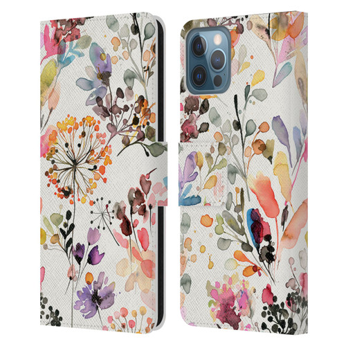 Ninola Wild Grasses Multicolor Leather Book Wallet Case Cover For Apple iPhone 12 / iPhone 12 Pro