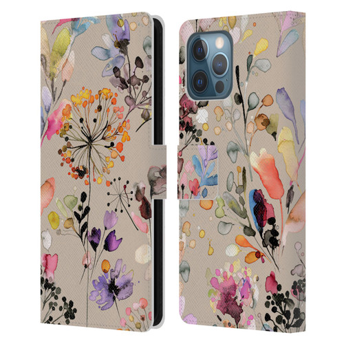 Ninola Wild Grasses Beige Leather Book Wallet Case Cover For Apple iPhone 12 Pro Max