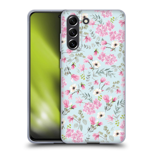 Anis Illustration Flower Pattern 2 Pink Soft Gel Case for Samsung Galaxy S21 FE 5G