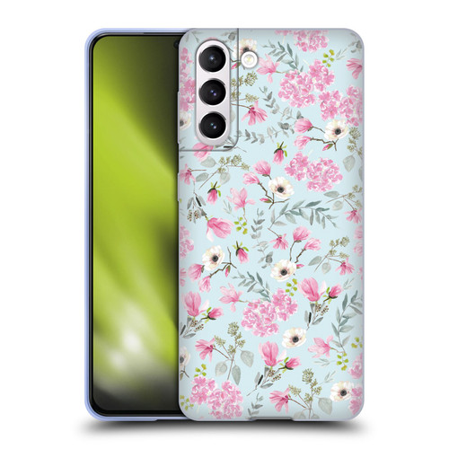 Anis Illustration Flower Pattern 2 Pink Soft Gel Case for Samsung Galaxy S21 5G