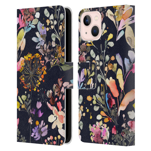 Ninola Wild Grasses Black Leather Book Wallet Case Cover For Apple iPhone 13