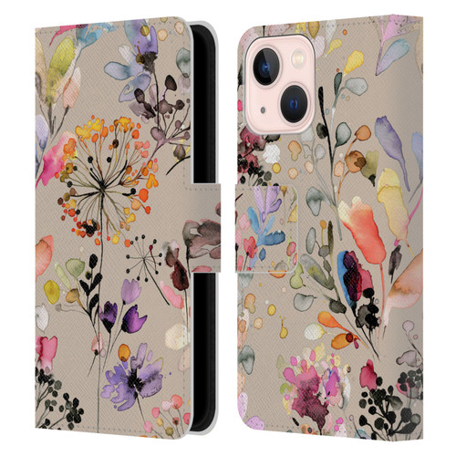 Ninola Wild Grasses Beige Leather Book Wallet Case Cover For Apple iPhone 13 Mini