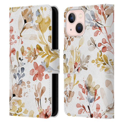 Ninola Wild Grasses Gold Plants Leather Book Wallet Case Cover For Apple iPhone 13 Mini