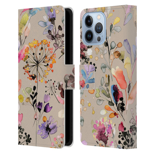 Ninola Wild Grasses Beige Leather Book Wallet Case Cover For Apple iPhone 13 Pro Max