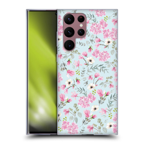 Anis Illustration Flower Pattern 2 Pink Soft Gel Case for Samsung Galaxy S22 Ultra 5G