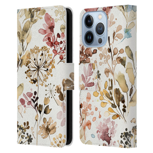 Ninola Wild Grasses Rustic Leather Book Wallet Case Cover For Apple iPhone 13 Pro