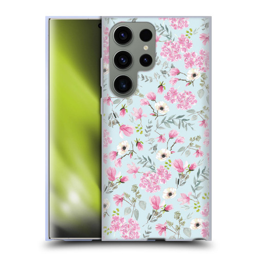 Anis Illustration Flower Pattern 2 Pink Soft Gel Case for Samsung Galaxy S23 Ultra 5G