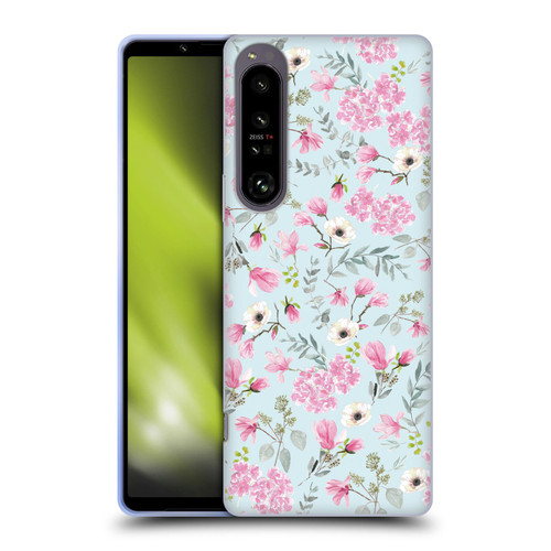 Anis Illustration Flower Pattern 2 Pink Soft Gel Case for Sony Xperia 1 IV