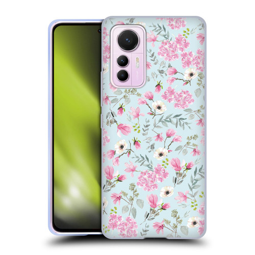 Anis Illustration Flower Pattern 2 Pink Soft Gel Case for Xiaomi 12 Lite