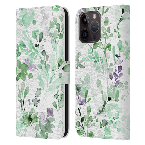 Ninola Wild Grasses Eucalyptus Plants Leather Book Wallet Case Cover For Apple iPhone 15 Pro Max