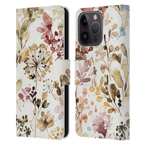 Ninola Wild Grasses Rustic Leather Book Wallet Case Cover For Apple iPhone 15 Pro