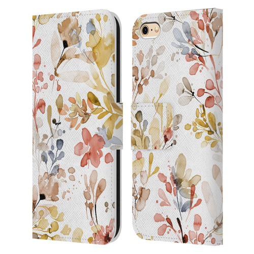 Ninola Wild Grasses Gold Plants Leather Book Wallet Case Cover For Apple iPhone 6 / iPhone 6s