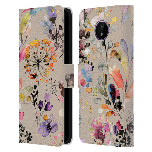 Ninola Wild Grasses Beige Leather Book Wallet Case Cover For Nokia C10 / C20