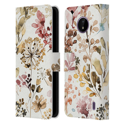 Ninola Wild Grasses Rustic Leather Book Wallet Case Cover For Nokia C10 / C20