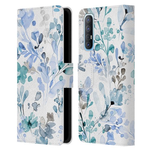 Ninola Wild Grasses Blue Plants Leather Book Wallet Case Cover For OPPO Find X2 Neo 5G