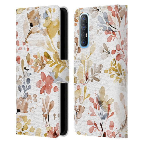 Ninola Wild Grasses Gold Plants Leather Book Wallet Case Cover For OPPO Find X2 Neo 5G