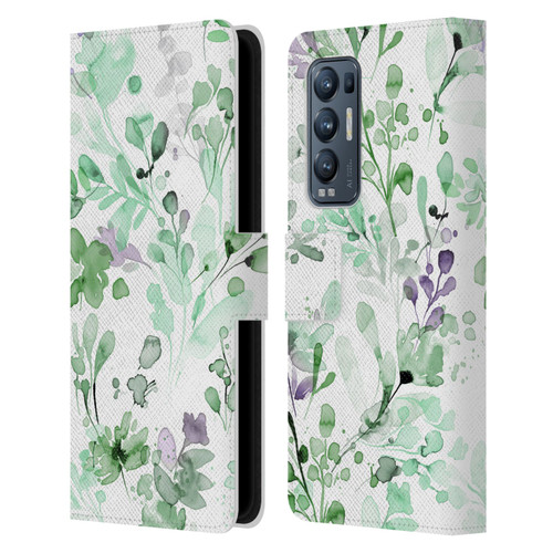 Ninola Wild Grasses Eucalyptus Plants Leather Book Wallet Case Cover For OPPO Find X3 Neo / Reno5 Pro+ 5G