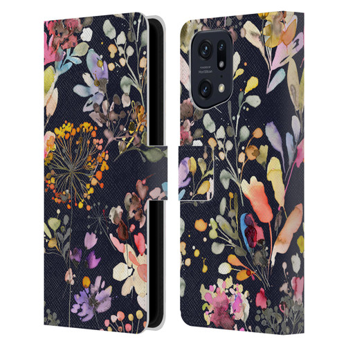 Ninola Wild Grasses Black Leather Book Wallet Case Cover For OPPO Find X5