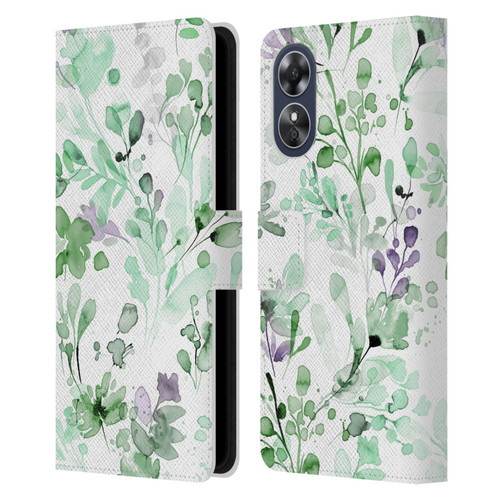 Ninola Wild Grasses Eucalyptus Plants Leather Book Wallet Case Cover For OPPO A17