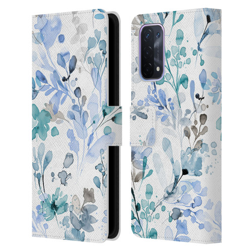 Ninola Wild Grasses Blue Plants Leather Book Wallet Case Cover For OPPO A54 5G