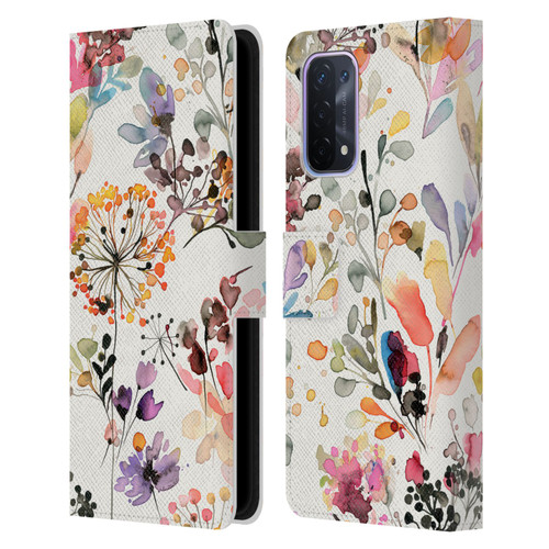 Ninola Wild Grasses Multicolor Leather Book Wallet Case Cover For OPPO A54 5G