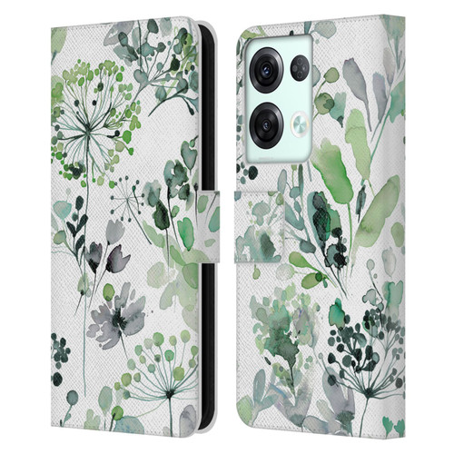 Ninola Wild Grasses Eucalyptus Leather Book Wallet Case Cover For OPPO Reno8 Pro
