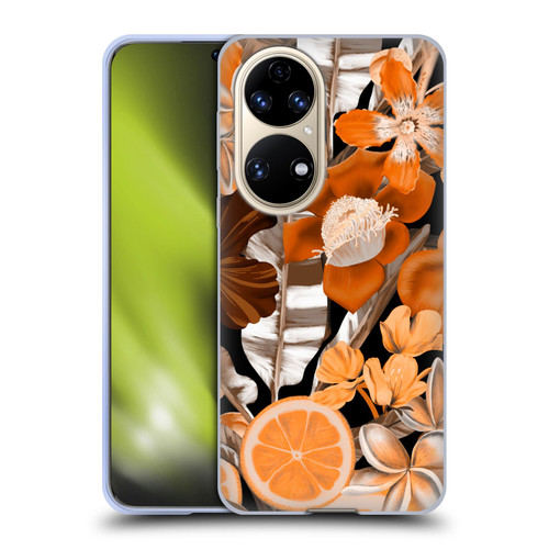 Anis Illustration Graphics Flower & Fruit Orange Soft Gel Case for Huawei P50